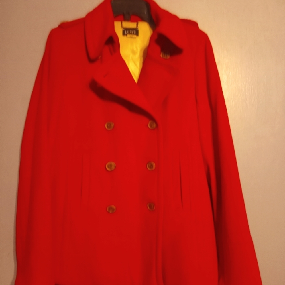 VTG Woolrich PeaCoat Red Womens Sz TL (Tall L) Wool Winter Coat Double Breasted